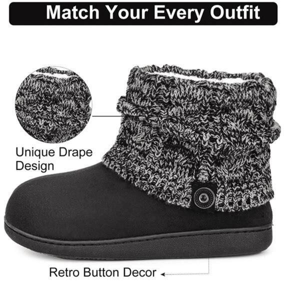 Yarn Knit Bootie Slippers Memory Foam House Shoe - Picture 6 of 7